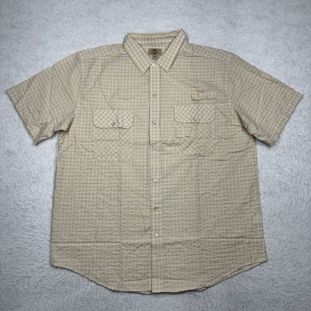 NWOT Haband Travelers Pearl Snap Button Shirt Outdoor Pockets Yellow Men's XL